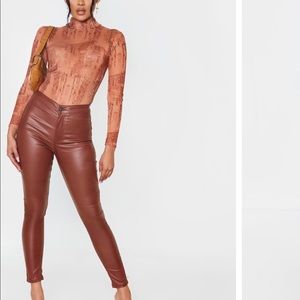 brown leather pants